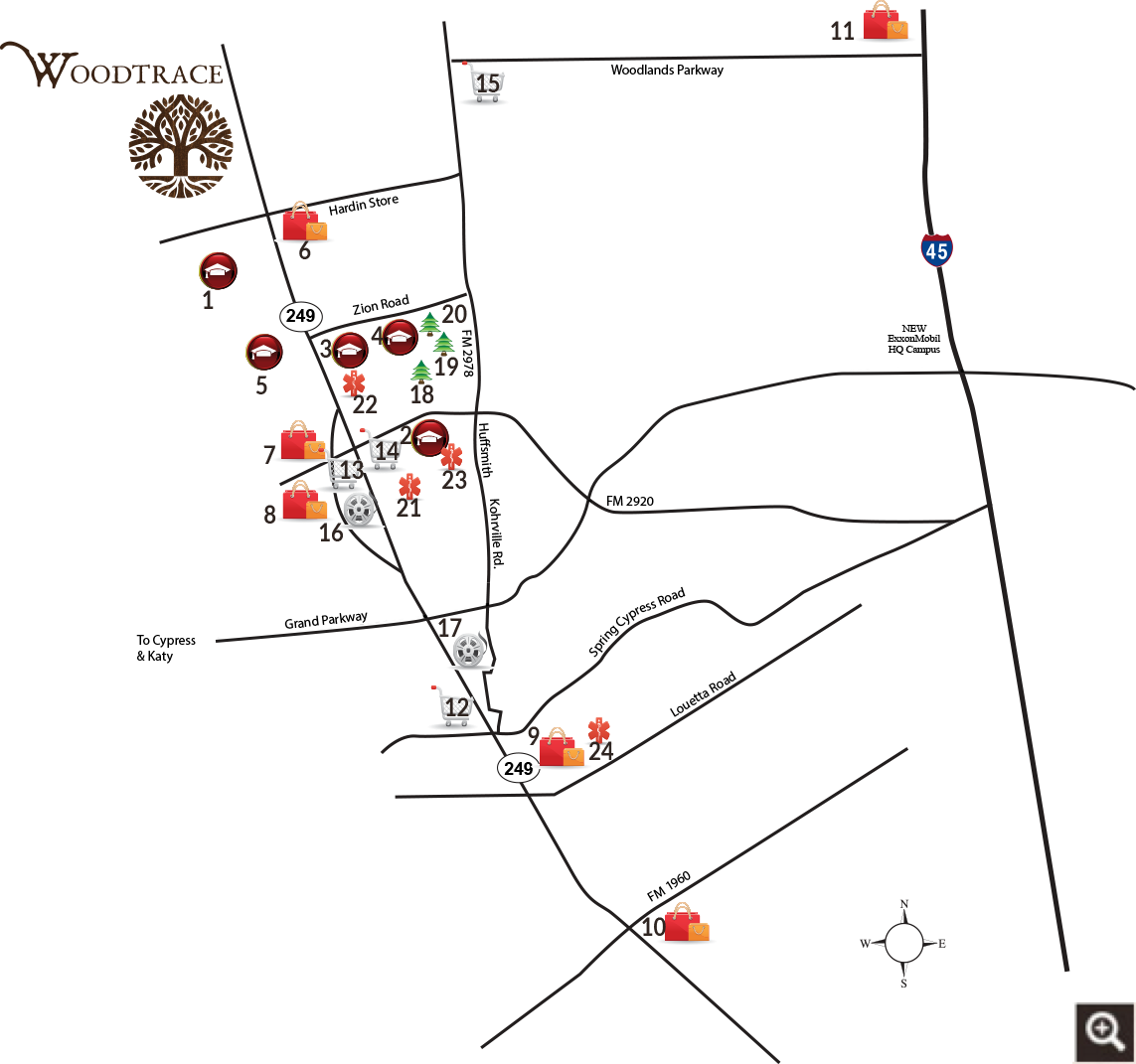 Area Map for Woodtrace, showing local amenities